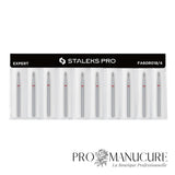 Pack - Embout diamant Staleks Pro Expert FA60R018/4 bourgeon pointu pointed bud bague rouge grain doux diamètre 1,8 mm partie active 4 mm pour cuticules peaux sensibles