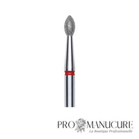 Zoom embout diamant Staleks FA60R025/4.5 forme pointed bud base ronde et pointe effilée grain doux pour manucure russe combinée délicate sillons latéraux et travail sécurisé clientes sensibles