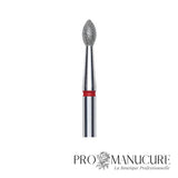 Zoom embout diamant Staleks FA60R025/4.5 forme pointed bud base ronde et pointe effilée grain doux pour manucure russe combinée délicate sillons latéraux et travail sécurisé clientes sensibles