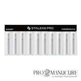 Pack - Embout diamant Staleks Pro Expert FA60R025/4.5 bourgeon pointu pointed bud bague rouge grain doux diamètre 2,5 mm partie active 4,5 mm format compact pour soulèvement cuticules délicat ongles fragiles débutantes