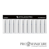 Pack - Embout diamant Staleks Pro Expert FA70B016/10 cône tronqué frustum fin bague bleue grain moyen diamètre 1,6 mm partie active 10 mm pour petits ongles et zones étroites