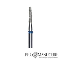 Zoom embout diamant Staleks FA70B018/8 forme frustum sommet plat côtés inclinés pour retrait ptérygion mise en forme bord libre et polissage surface naturelle artificielle péri-unguéale
