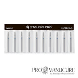 Pack - Embout diamant Staleks Pro Expert FA70B018/8 cône tronqué frustum bague bleue grain moyen diamètre 1,8 mm partie active 8 mm format compact pour soulèvement cuticules sillons latéraux et polissage avant extension