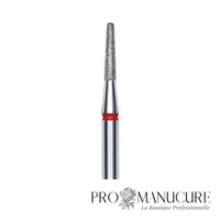 Zoom embout diamant Staleks FA70R018/8 forme frustum sommet plat côtés inclinés grain doux pour retrait précautionneux ptérygion polissage doux avant extension et mise en forme délicate bord libre