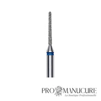 Zoom embout diamant Staleks FA80B010/10 forme needle ultra-effilée pour traitement sillons latéraux profonds mise en forme bord libre intérieur et correction extensions précision millimétrique