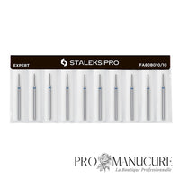 Pack - Embout diamant Staleks Pro Expert FA80B010/10 aiguille needle bague bleue grain moyen diamètre 1 mm partie active 10 mm pour soulèvement cuticule sillons latéraux et arrondissement coins ongles manucure russe