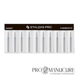 Pack - Embout diamant Staleks Pro Expert FA80B010/10 aiguille needle bague bleue grain moyen diamètre 1 mm partie active 10 mm pour soulèvement cuticule sillons latéraux et arrondissement coins ongles manucure russe
