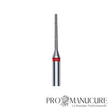 Zoom embout diamant Staleks FA80B010/10 forme needle ultra-effilée pour traitement sillons latéraux profonds mise en forme bord libre intérieur et correction extensions précision millimétrique