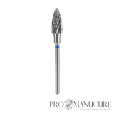 Embout carbure Staleks Pro FT110B060/14 forme pomme de pin bague bleue grain moyen diamètre 6 mm pour ponceuse à ongles professionnelle