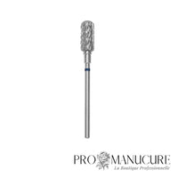 Embout carbure Staleks Pro Expert FT31B060/14 cylindre arrondi sécurisé rounded safe cylinder bague bleue grain moyen diamètre 6 mm partie active 14 mm pour travail sous bord libre et cuticules sans risque