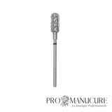 Embout carbure Staleks Pro Expert FT31B060/14 cylindre arrondi sécurisé rounded safe cylinder bague bleue grain moyen diamètre 6 mm partie active 14 mm pour travail sous bord libre et cuticules sans risque