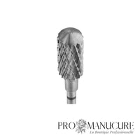 Zoom embout carbure Staleks FT31B060/14 forme cylindre extrémité arrondie sécurisée pour nettoyage dessous ongle correction ongles artificiels et travail sécurisé près lit unguéal