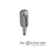 Zoom embout carbure Staleks FT31B060/14 forme cylindre extrémité arrondie sécurisée pour nettoyage dessous ongle correction ongles artificiels et travail sécurisé près lit unguéal