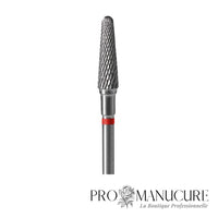 Zoom embout carbure Staleks FT70R040/13 forme frustum sommet plat côtés inclinés grain doux pour travail sécurisé décollements et finition douce ongles sensibles