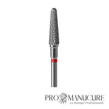 Zoom embout carbure Staleks FT70R040/13 forme frustum sommet plat côtés inclinés grain doux pour travail sécurisé décollements et finition douce ongles sensibles