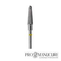 Zoom embout carbure Staleks FT70Y040/13 forme frustum compact hachures croisées ultra-fines superfine crosscut pour travail délicat zones étroites finition précision manucure hardware sécurisée