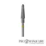 Zoom embout carbure Staleks FT70Y040/13 forme frustum compact hachures croisées ultra-fines superfine crosscut pour travail délicat zones étroites finition précision manucure hardware sécurisée