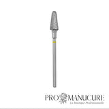Embout carbure Staleks Pro Expert FT70Y060/14 cône tronqué frustum bague jaune grain très doux superfine diamètre 6 mm partie active 14 mm pour finition ultra-douce ongles fragiles débutantes