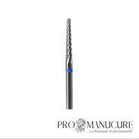 Zoom embout carbure Staleks FT71B023/14 forme cone fin pour raffinage gel près cuticules retrait peaux indésirables et nettoyage bord libre ongle manucure précision