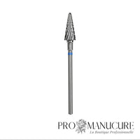 Embout carbure Staleks Pro Expert FT71B060/14 cône bague bleue grain moyen diamètre 6 mm partie active 14 mm pour correction polyvalente matériaux artificiels manucure pédicurie
