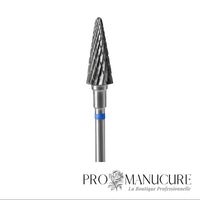 Zoom embout carbure Staleks FT71B060/14 forme cone polyvalent pour travail décollements sillons latéraux et traitement callosités modérées talons plante pied