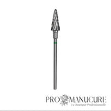 Embout carbure Staleks Pro Expert FT71G060/14 cône bague verte grain dur diamètre 6 mm partie active 14 mm pour dépose rapide gel acrylique et pédicurie intensive
