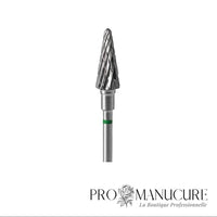 Zoom embout carbure Staleks FT71G060/14 forme cone hachures grossières pour retrait intensif matières artificielles et callosités épaisses