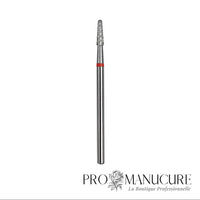 Embout carbure Staleks Pro Expert FT71R023/8 cône bague rouge grain doux diamètre 2,3 mm partie active 8 mm format compact pour correction délicate matériaux fins ongles fragiles débutantes