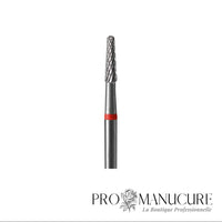 Zoom embout carbure Staleks FT71R023/8 forme cone fin court pour raffinage gel près cuticules travail décollements sillons étroits et petits ongles précision sécurité