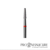 Zoom embout carbure Staleks FT71R023/8 forme cone fin court pour raffinage gel près cuticules travail décollements sillons étroits et petits ongles précision sécurité
