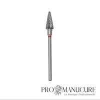 Embout carbure Staleks Pro Expert FT71R060/14 cône bague rouge grain doux diamètre 6 mm partie active 14 mm pour correction délicate matériaux artificiels fins manucure pédicurie