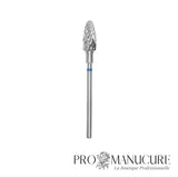 Embout carbure Staleks Pro Expert FT90B060/14 maïs corn bague bleue grain moyen diamètre 6 mm partie active 14 mm hachures croisées pour dépose vernis semi-permanent et correction ongles artificiels polyvalent