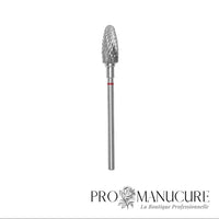 Embout carbure Staleks Pro Expert FT90R060/14 maïs corn bague rouge grain doux diamètre 6 mm partie active 14 mm hachures fines pour correction délicate ongles fragiles et débutantes hardware