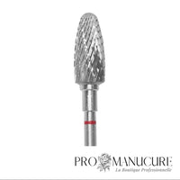Zoom embout carbure Staleks FT90R060/14 forme corn épi de maïs hachures fines pour retrait délicat vernis semi-permanent gel fin et traitement peaux sensibles pédicurie