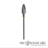 Embout carbure Staleks Pro Expert FT90Y060/14 maïs corn bague jaune grain très doux superfine diamètre 6 mm partie active 14 mm pour finition ultra-douce ongles fragiles