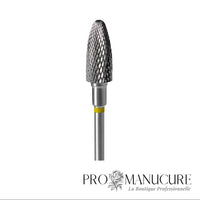Zoom embout carbure Staleks FT90Y060/14 forme corn hachures croisées ultra-fines superfine crosscut pour travail délicat ongles fins et finition manucure hardware débutantes