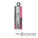 Pack - Base métallique droite Staleks Pro Expert MBE-20s format court 130 x 19 mm acier inoxydable pour limes papmAm et adhésives manucure pédicure professionnelle