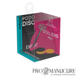 Pack - Disque pédicure Pododisc allongé Staleks Pro Expert PDLset-10 taille XS 10mm acier inoxydable tige 37mm avec limes jetables 180 grit