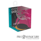 Pack - Disque pédicure Pododisc allongé Staleks Pro Expert PDLset-25 taille L 25mm acier inoxydable tige 37mm avec limes jetables 180 grit