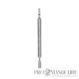 Repousse-cuticule creux double embout Staleks Pro Expert 100 Type 5 PE-100/5 acier inox AISI 304 manche creux léger repousse arrondi lame biseautée manucure