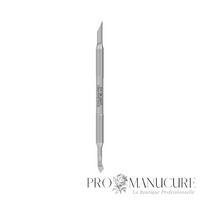 Repousse-cuticule double embout Staleks Pro Expert 90 Type 4.2 PE-90/4.2 acier inox AISI 304 manche cannelé repousse biseauté lame courbée manucure pédicure
