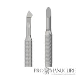 Zoom double embout repousse biseauté et lame courbée PE-90/4.2 Staleks Expert 90 manche cannelé polissage GOI pour cuticule ptérygium manucure professionnelle