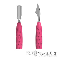 Zoom pousseur Staleks PQ-10/3 acier inoxydable AISI 420 affûtage manuel narrow rounded pusher et hatchet pour manucure russe nettoyage plaque unguéale