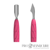 Zoom pousseur Staleks PQ-10/3 acier inoxydable AISI 420 affûtage manuel narrow rounded pusher et hatchet pour manucure russe nettoyage plaque unguéale