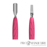 Zoom pousseur Staleks PQ-10/5 acier inoxydable AISI 420 affûtage manuel narrow rounded pusher et wide blade pour cuticules et retrait cellules mortes
