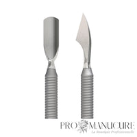 Zoom embout arrondi et lame droite PS-50/2 Staleks Smart 50 manche cannelé mat antidérapant pour cuticule et ptérygium manucure
