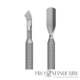 Zoom embout arrondi réduit et lame plate coudée PS-50/6 Staleks Smart 50 manche cannelé mat antidérapant pour cuticule et ptérygium manucure