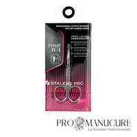 Pack - Ciseaux à cuticules Staleks Pro Expert 11 Type 1 SE-11/1 spécial gauchères lame 18 mm courbure classique manches allongés acier inoxydable pour manucure professionnelle