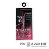 Pack - Ciseaux à cuticule pour gauchers Staleks Pro Expert 11 Type 3 SE-11/3 acier inox AISI 420 lames étroites 18mm manches allongés manucure professionnelle