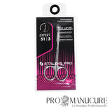 Pack - Ciseaux à cuticule avec crochet Staleks Pro Expert 51 Type 3 SE-51/3 acier inoxydable lames effilées 23mm manches droits allongés manucure russe professionnelle